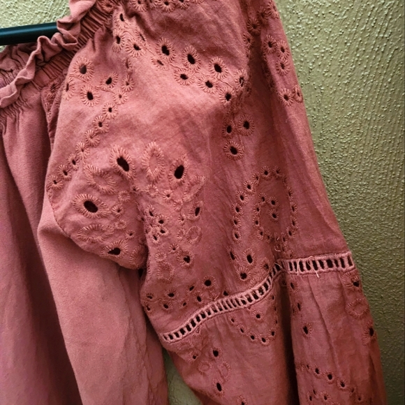 Maurice's off the shoulder Boho top-Fall rose color - Picture 4 of 7